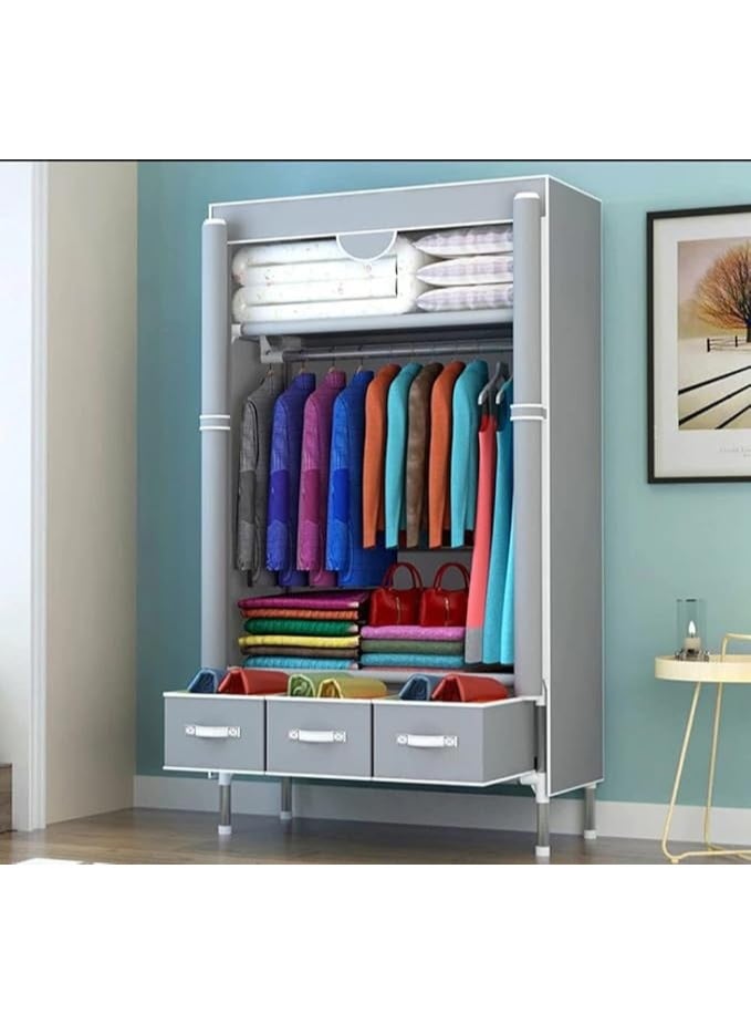 DUNISO Portable Wardrobe Closet Clothes Organizer,Large Capacity Non-Woven Wardrobe, Easy to Assemble,Durable and Sturdy, with Strong Load-Bearing Capacity,for Bags, Toys, Shoes, Living Room, Bedroom, Cloakroom,90*45*170CM - Image 3